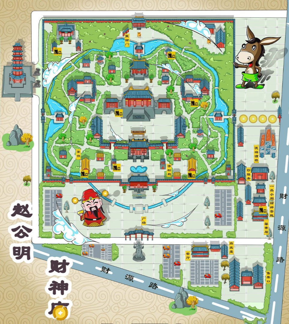 芙蓉寺庙类手绘地图